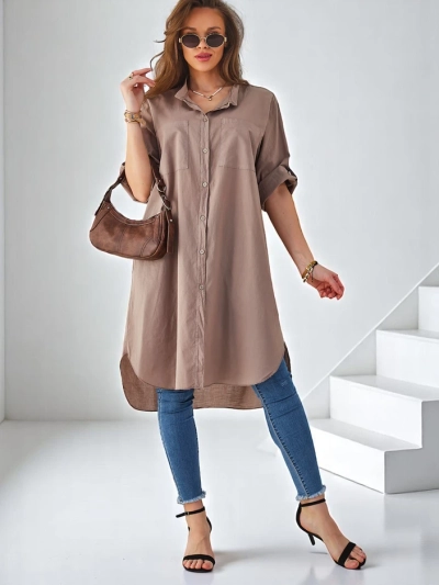 Royalfashion bavlnená dlhá oversized košeľa pre ženy