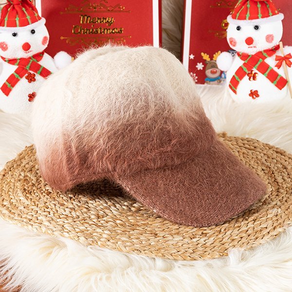 Hnedá kožušinová čiapka so šiltom - Čiapky