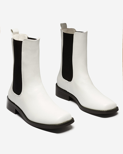 Ženski Gležnarji Astra Beli Usnjeni Elegantni za Jesen