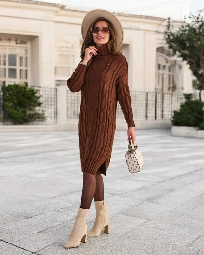 Royalfashion Pletený dámsky sveter a'la šaty