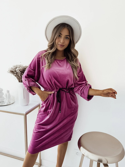 Royalfashion Dámske fuchsiové midi šaty
