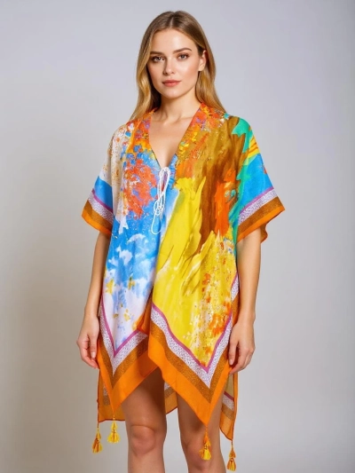 Pisani Pareo Callista by Royalfashion – Zračna obleka za na plažo do kolen