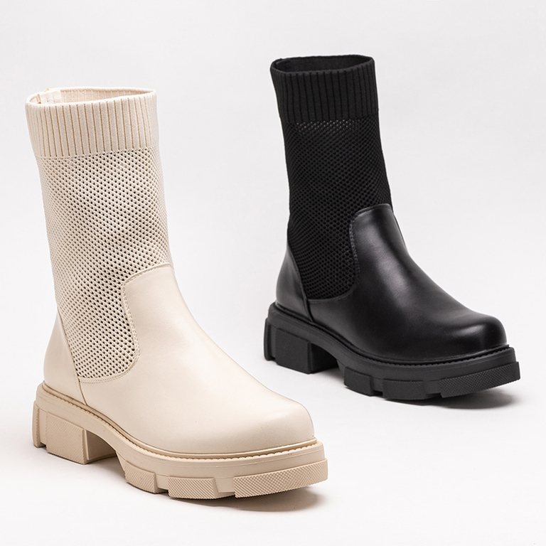 Dámske čierne prelamované členkové čižmy značky Roibu - Shoes