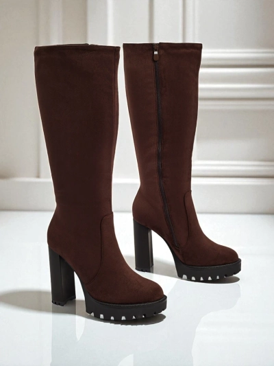 Ženski eko semiš škornji s stebričasto peto GaleNest