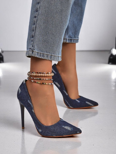 Royalfashion Dámske lodičky na ihlovom podpätku Denim Chic