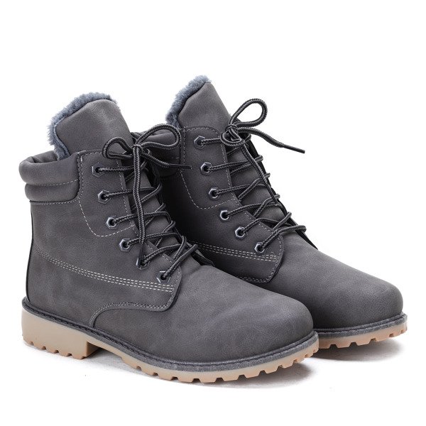 Szare, ocieplane trapery Maggie- Obuwie