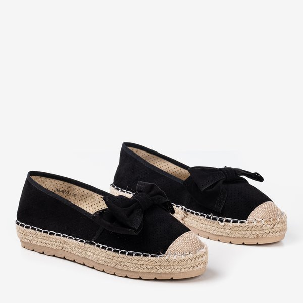 Černé prolamované espadrilles na platformě s lukem Mimilla - Obuv 1