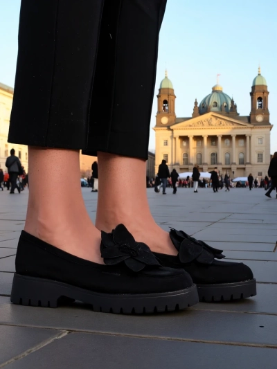 Royalfashion ekologické semišové dámske mokasíny s Floverse kvetom