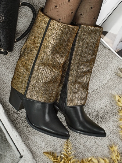 Ženski gležnarji iz eko usnja s peto in okrasnim zgornjim delom Virelia