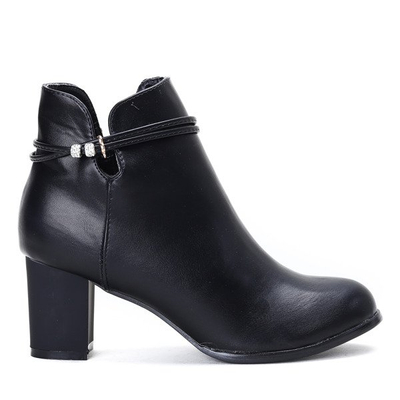Czarne botki na słupku z eko-skóry Andele - Obuwie