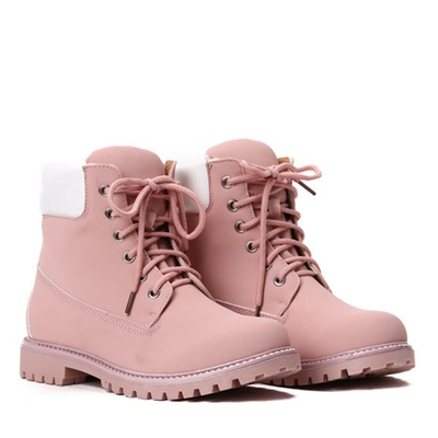 Różowe, ocieplane trapery Dolly- Obuwie