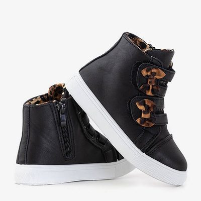 Čierne detské športové tenisky s mašličkami pantloye - Obuv