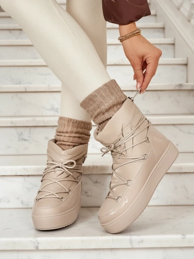 Royalfashion Dámske slip-on čižmy a'la snow boots vo svetlohnedej farbe Vevnose