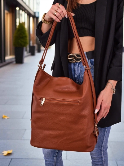 Ženska Torba Aurelia Shopper Camel Velika A4 iz Eko Usnja za na Ramo in v Roko