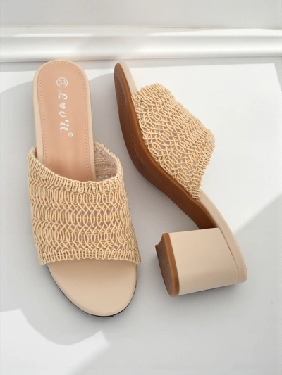 Royalfashion Ženski natikači s peto v obliki stebra Sole Bloom