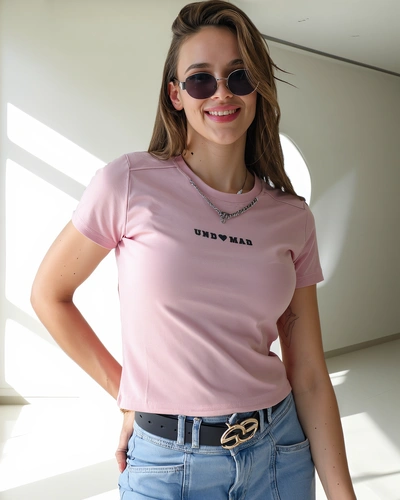 Royalfashion Dámsky bavlnený crop top s nápisom