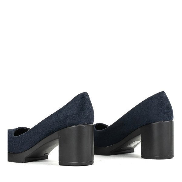 Granatowe czółenka na słupku Leonida - Obuwie