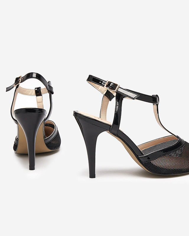 Čierne dámske sandále na vysokom podpätku s obtiahnutými prstami Niddl- Obuv