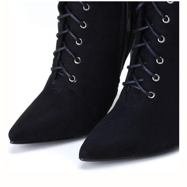 Czarne botki na szpilce Maliah - Obuwie