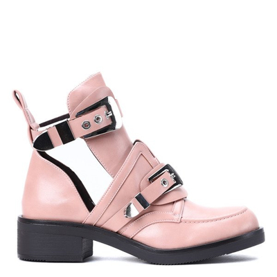 Różowe workery z wycięciami Rickie- Obuwie