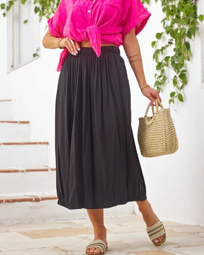 Royalfashion Dámska tkaná midi sukňa, letná a voľná s dvomi vreckami