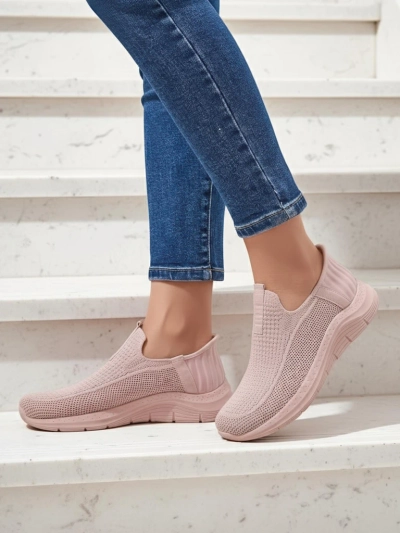 Ženske superge Apollo Rosa – roza čevlji slip-on iz tkanine na ravnem podplatu