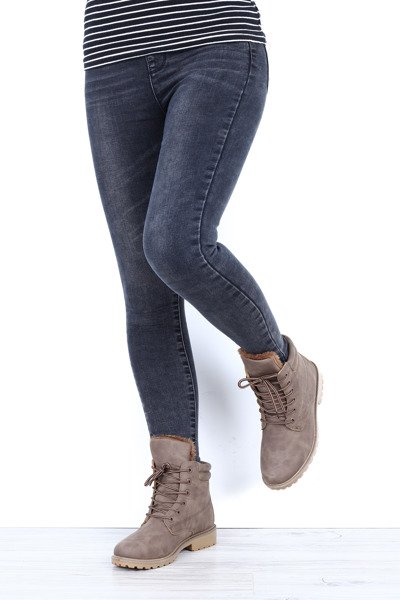 Ocieplane trapery Maggie w kolorze khaki- Obuwie