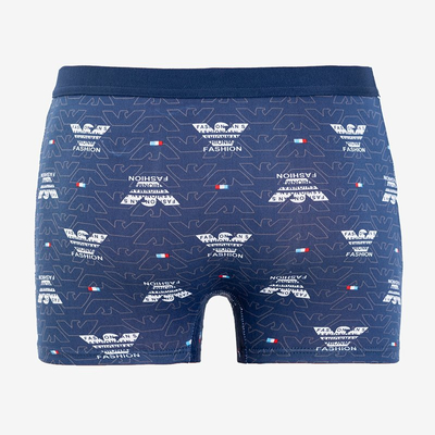 Pánske tmavomodré boxerky so vzorom - Spodná bielizeň