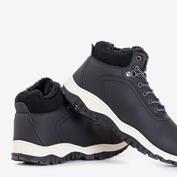 VÝPLET Čierne zateplené čižmy s kožušinou Slavkos - Obuv