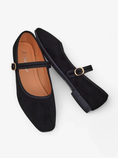 Royalfashion Dámske baleríny z ekologickej semišovej kože s popruhom Ernie