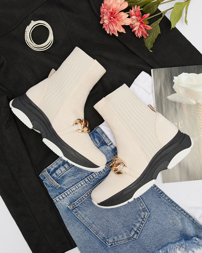 Dámske béžové zateplené čižmy z eko-semišu Cuzitta- Obuv