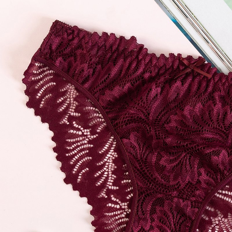 Dámske gaštanové čipkované nohavičky - Spodná bielizeň