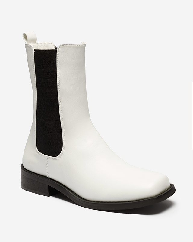 Ženski Gležnarji Astra Beli Usnjeni Elegantni za Jesen