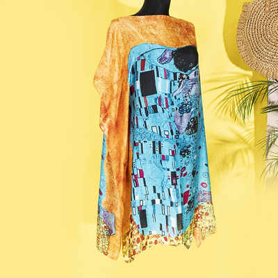 Oranžové dámske pareo s potlačou - Oblečenie