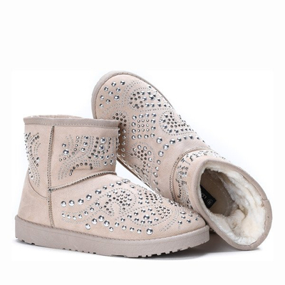 Beżowe mukluki z dżetami Elliot- Obuwie