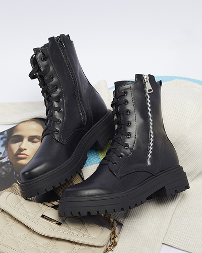 Čierne dámske bagger čižmy s plochou podrážkou Fetisa - Obuv