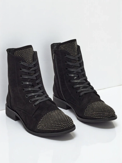 Eko semiš vezani ženski gležnarji s cirkoni Marvelli