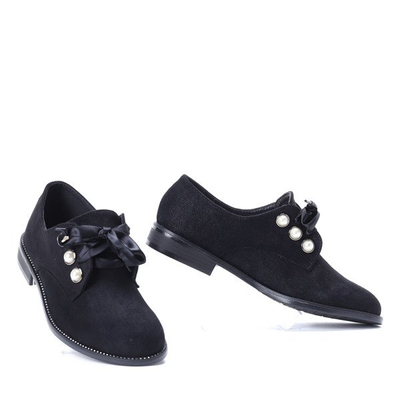 Czarne półbuty z perełkami Lea - Obuwie