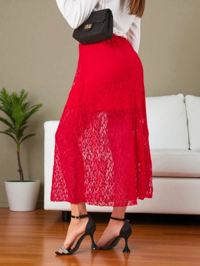 Dámska midi sukňa Royalfashion s čipkou