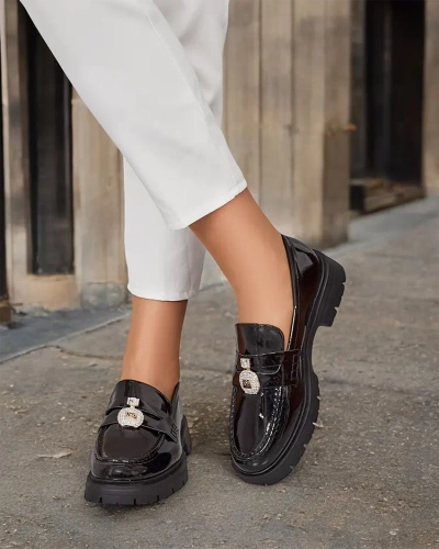 Royalfashion Dámske lakované mokasíny Bemies