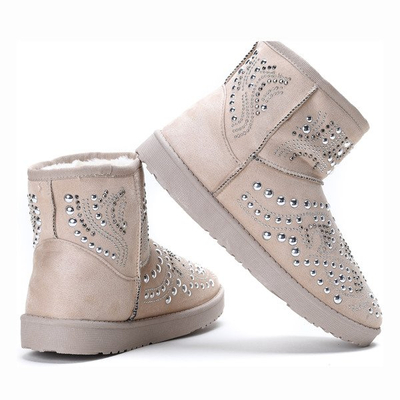 Beżowe mukluki z dżetami Elliot- Obuwie