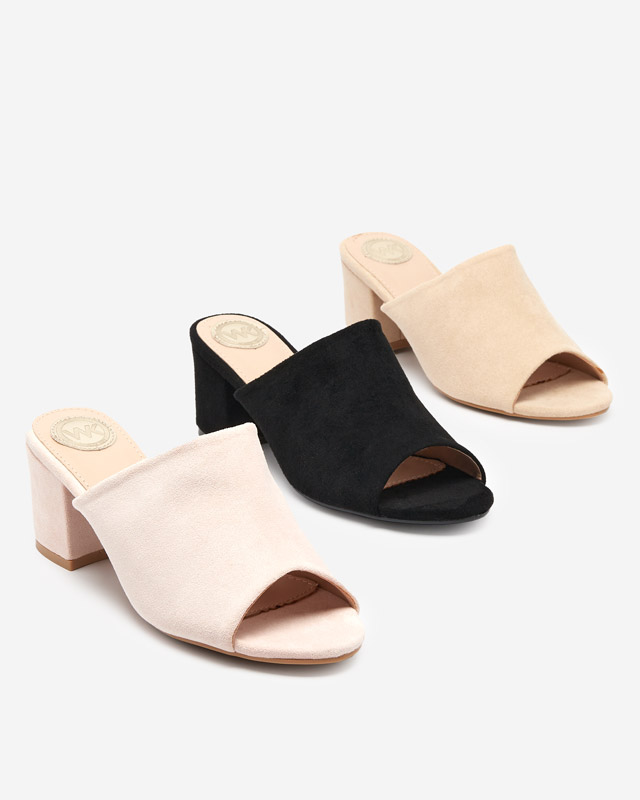 Čierne dámske papuče na nízkom stĺpiku Opetik - Topánky