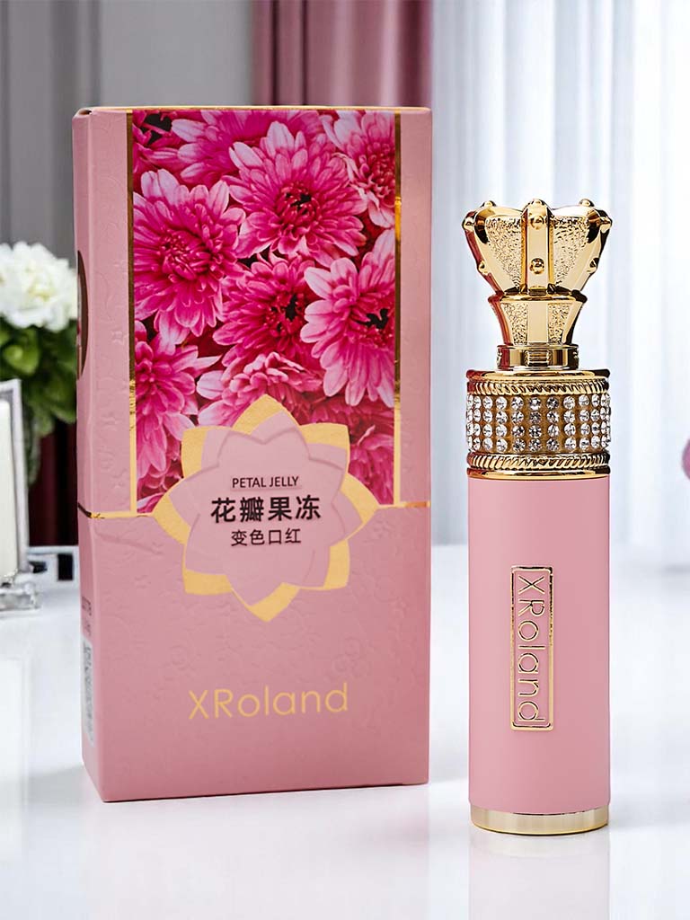 Priehľadný lesk na pery s ružovými kvetmi