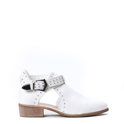 Białe botki z wycięciami Kayla- Obuwie