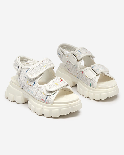 Dámske biele látkové sandále Pungia - Obuv