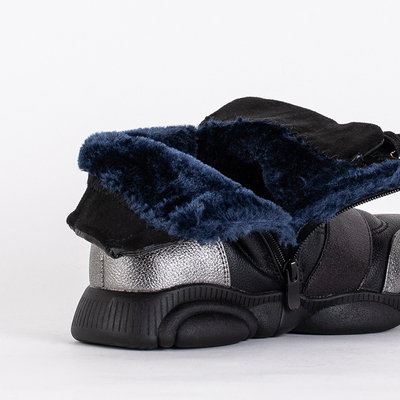 Čierne detské čižmy so striebornými vsadkami Kaliaso - Obuv