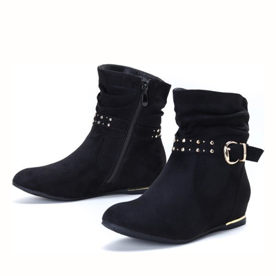 Czarne botki na krytym koturnie Aggie - Obuwie