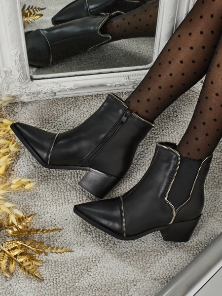 Ženski gležnarji iz eko usnja s peto Omen Glade