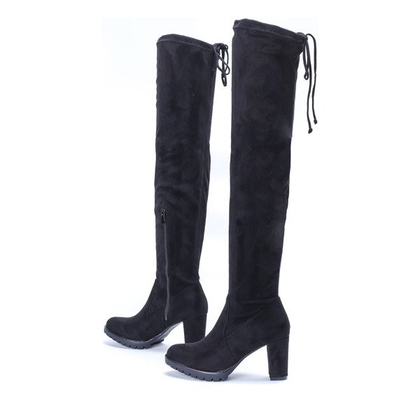 Czarne kozaki na słupku Lua - Obuwie