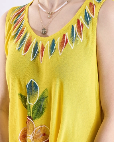 Žltý dámsky vzorovaný prehoz na posteľ s potlačou - Oblečenie